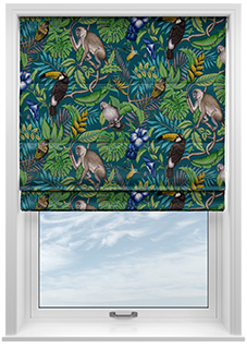 Rain Forest, Lagoon - Twist&Fit Roman Blind